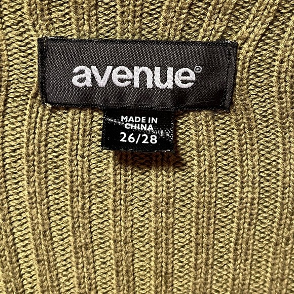 Olive Green, Ribbed Texture, One Button Cardigan by Avenue in 26/28 - Picture 2 of 14